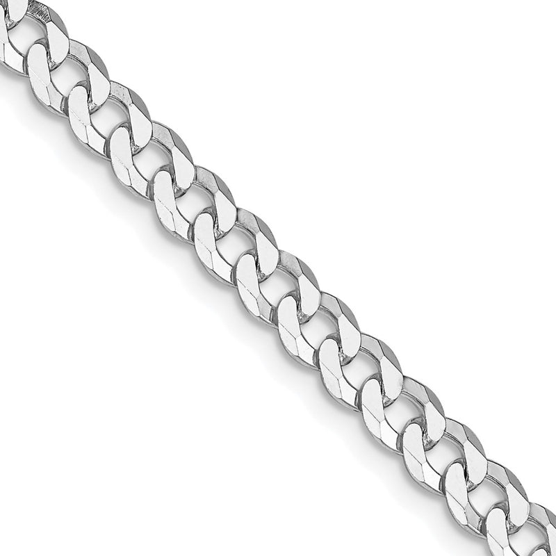 Sterling Silver Rhodium-Plated 5mm Beveled Curb Chain