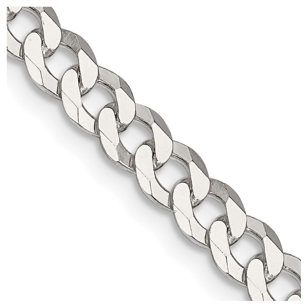 30 Inch Sterling Silver 5mm Beveled Curb Chain Necklace