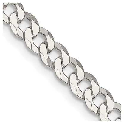 30 Inch Sterling Silver 5mm Beveled Curb Chain Necklace