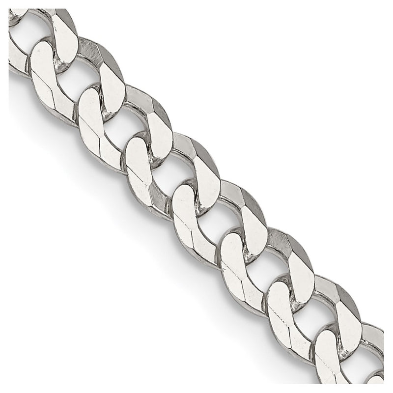 30 Inch Sterling Silver 5mm Beveled Curb Chain Necklace
