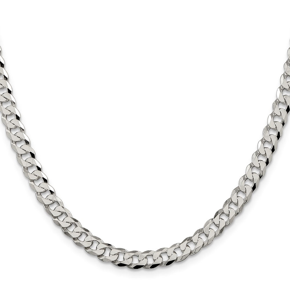 30 Inch Sterling Silver 6mm Beveled Curb Chain Necklace