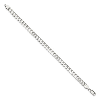 8 Inch Sterling Silver 6mm Beveled Curb Chain Bracelet