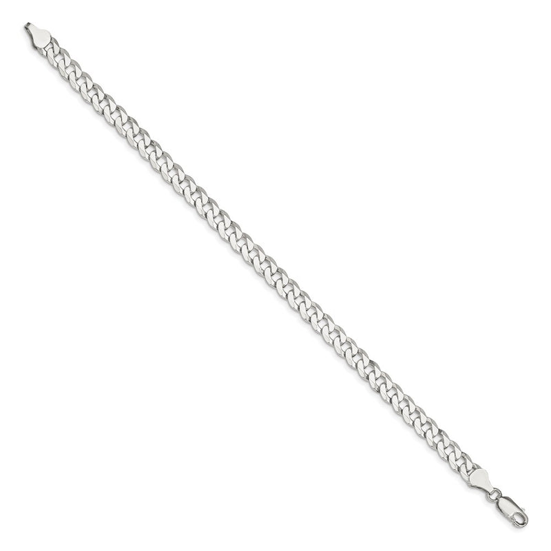 8 Inch Sterling Silver 6mm Beveled Curb Chain Bracelet
