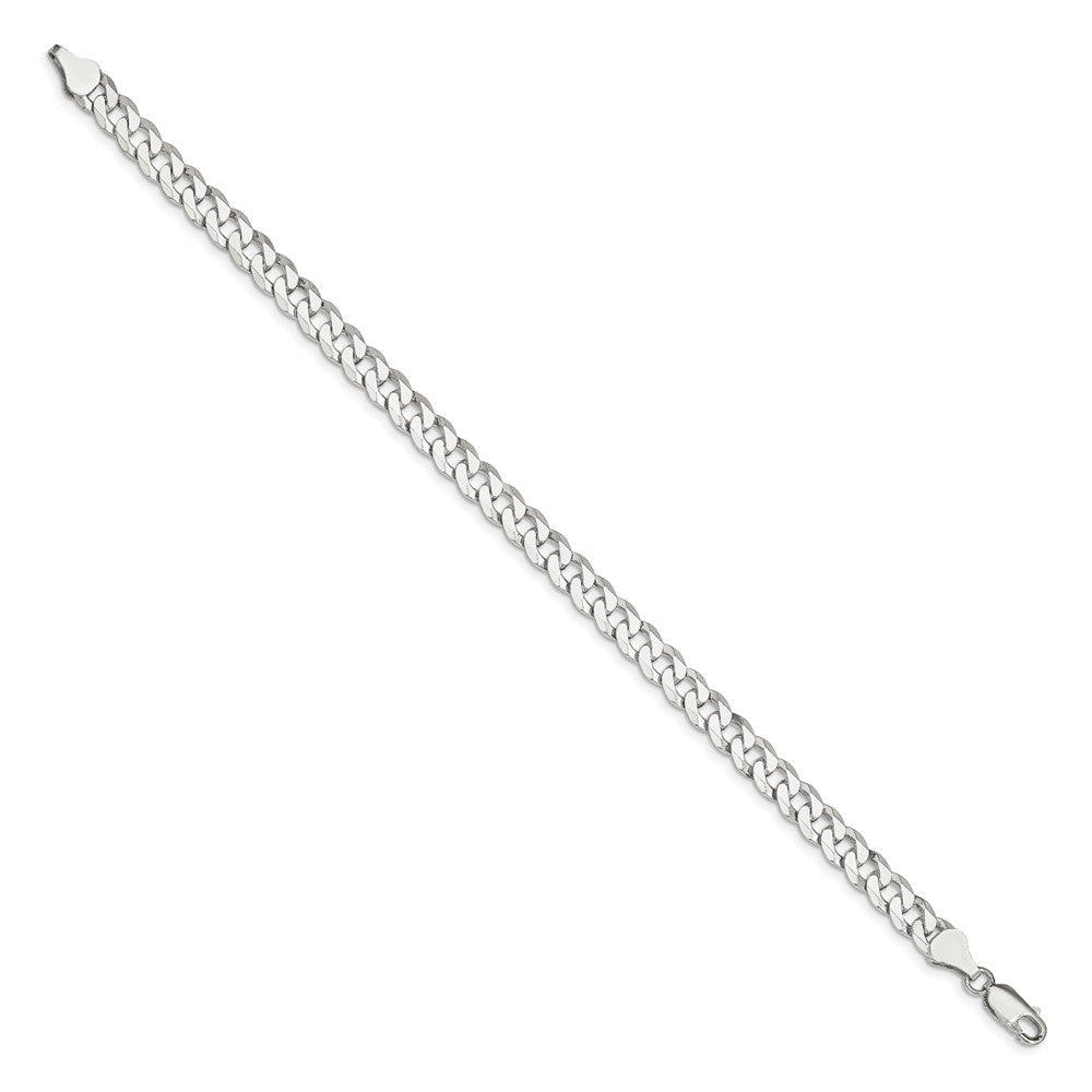 9 Inch Sterling Silver 6mm Beveled Curb Chain Bracelet