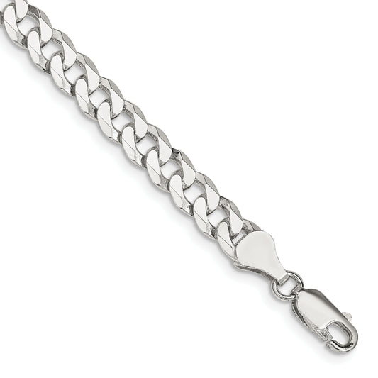 7 Inch Sterling Silver 6mm Beveled Curb Chain