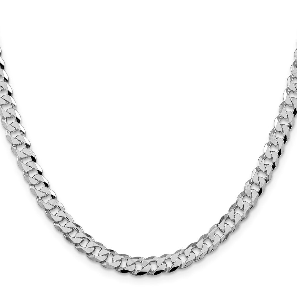 Sterling Silver Rhodium-Plated 6mm Beveled Curb Chain
