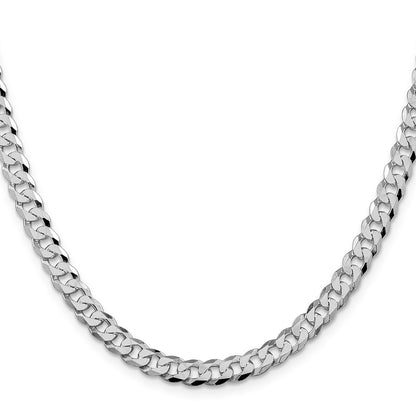 Sterling Silver Rhodium-Plated 6mm Beveled Curb Chain