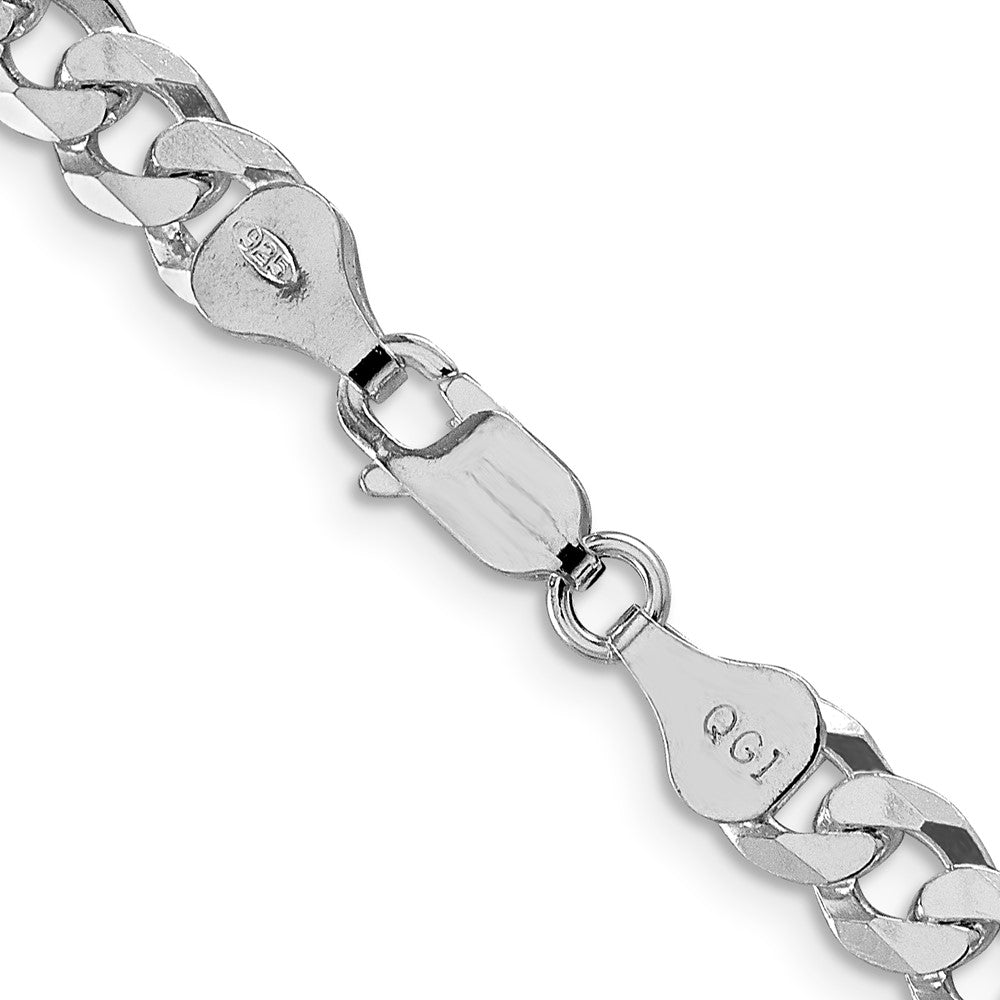 Sterling Silver Rhodium-Plated 6mm Beveled Curb Chain