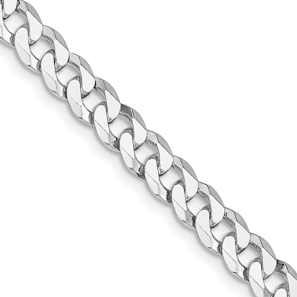 Sterling Silver Rhodium-Plated 6mm Beveled Curb Chain