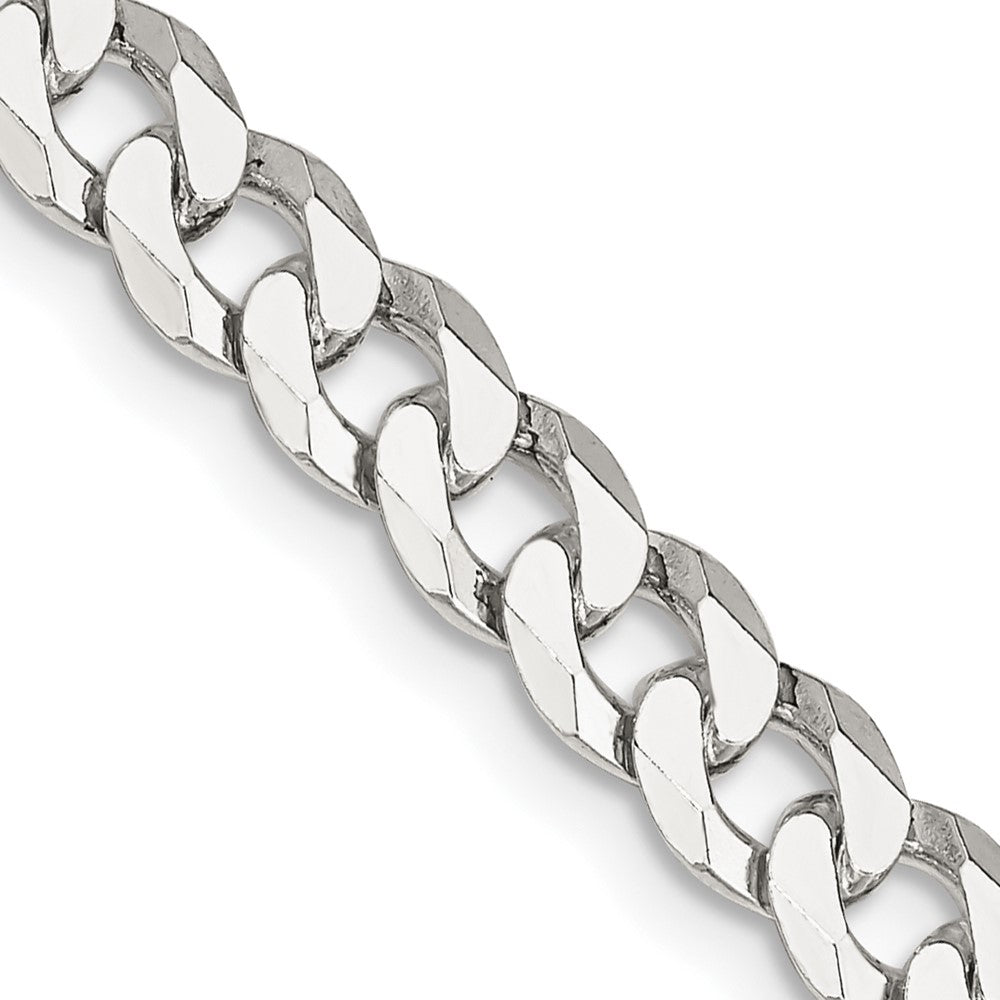 30 Inch Sterling Silver 6mm Beveled Curb Chain Necklace