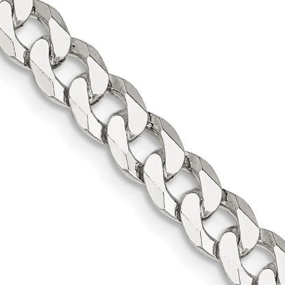 30 Inch Sterling Silver 6mm Beveled Curb Chain Necklace