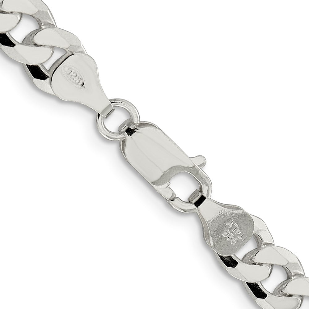 30 Inch Sterling Silver 7mm Beveled Curb Chain Necklace