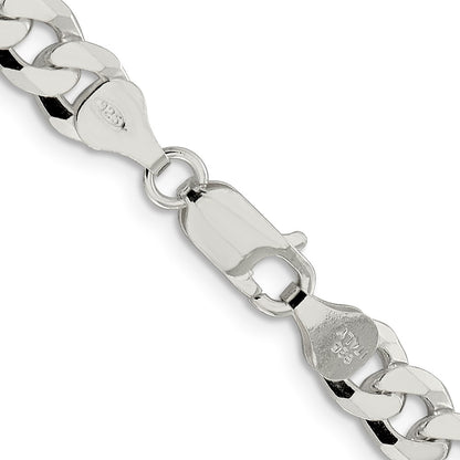 30 Inch Sterling Silver 7mm Beveled Curb Chain Necklace