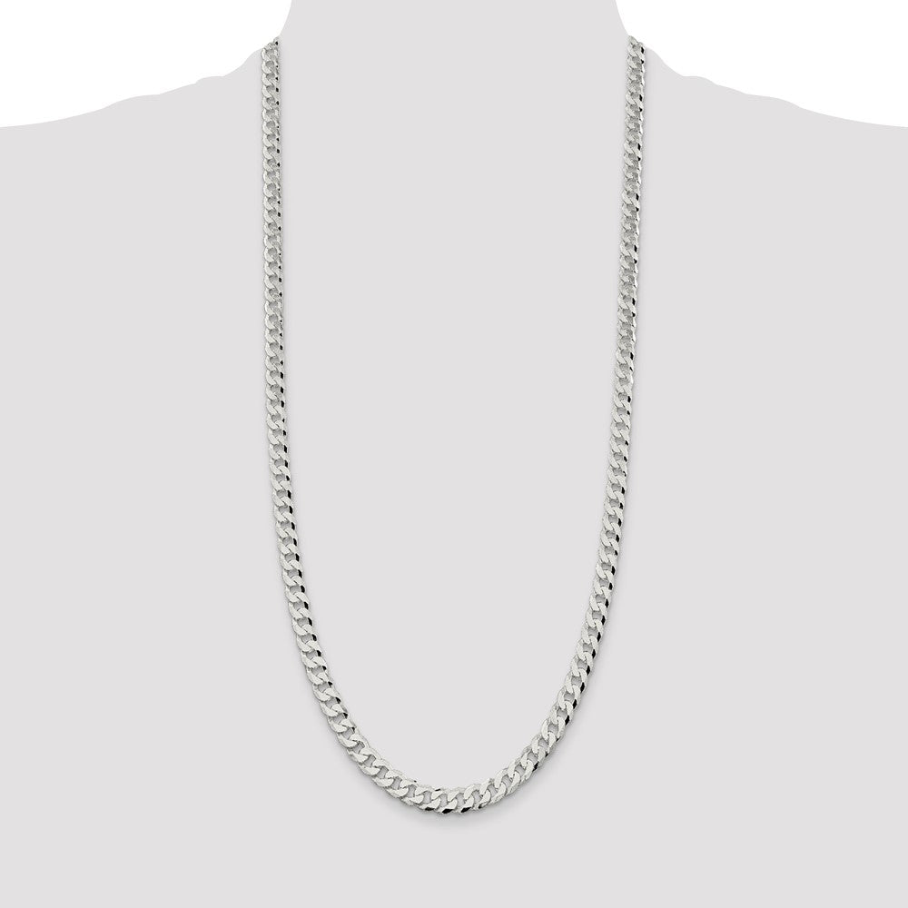 30 Inch Sterling Silver 7mm Beveled Curb Chain Necklace