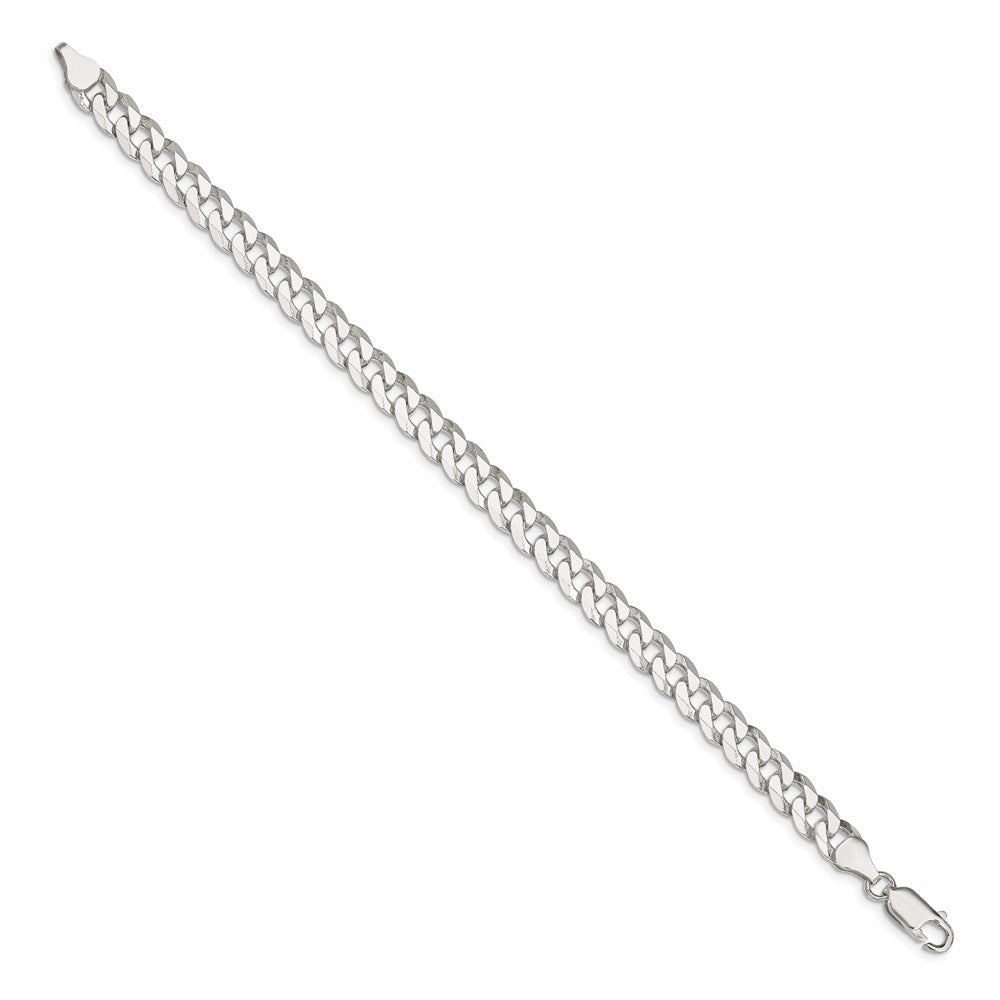 9 Inch Sterling Silver 7mm Beveled Curb Chain Bracelet