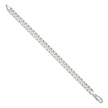 9 Inch Sterling Silver 7mm Beveled Curb Chain Bracelet