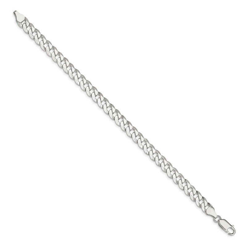 9 Inch Sterling Silver 7mm Beveled Curb Chain Bracelet
