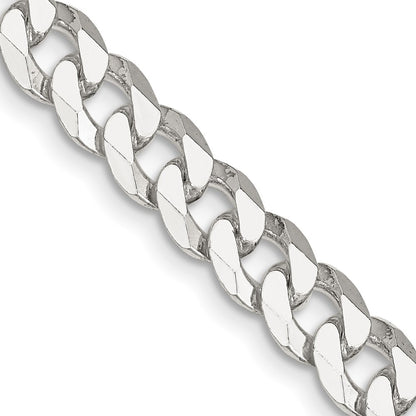 30 Inch Sterling Silver 7mm Beveled Curb Chain Necklace
