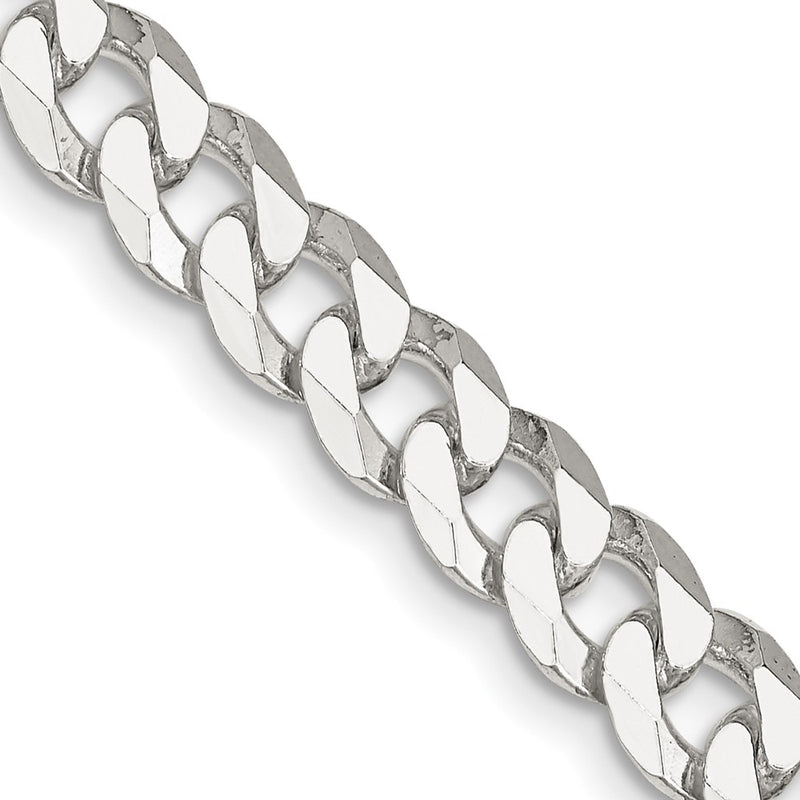 30 Inch Sterling Silver 7mm Beveled Curb Chain Necklace