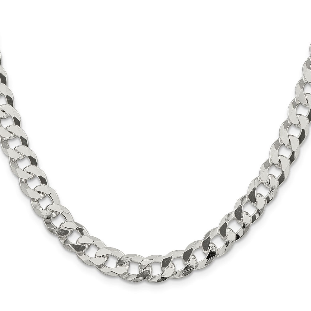 26 Inch Sterling Silver 8.5mm Beveled Curb Chain Necklace