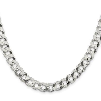 26 Inch Sterling Silver 8.5mm Beveled Curb Chain Necklace