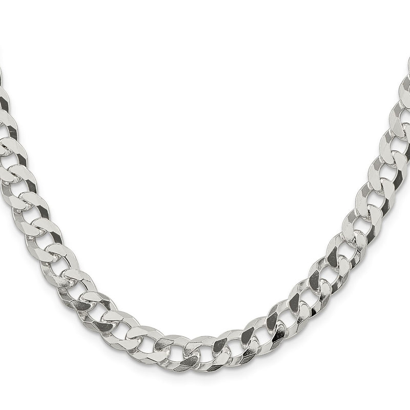 26 Inch Sterling Silver 8.5mm Beveled Curb Chain Necklace
