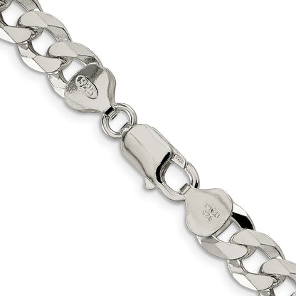 26 Inch Sterling Silver 8.5mm Beveled Curb Chain Necklace