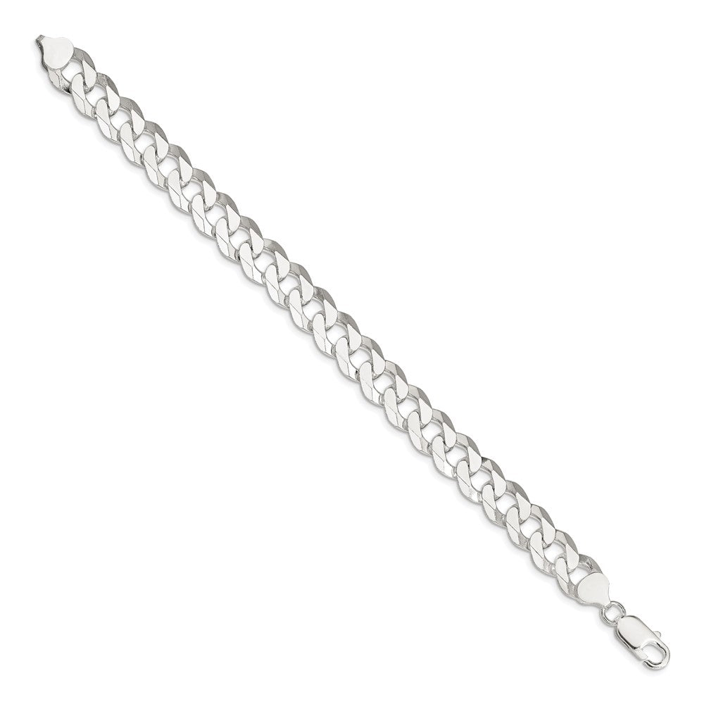 8 Inch Sterling Silver 10.6mm Beveled Curb Chain Bracelet