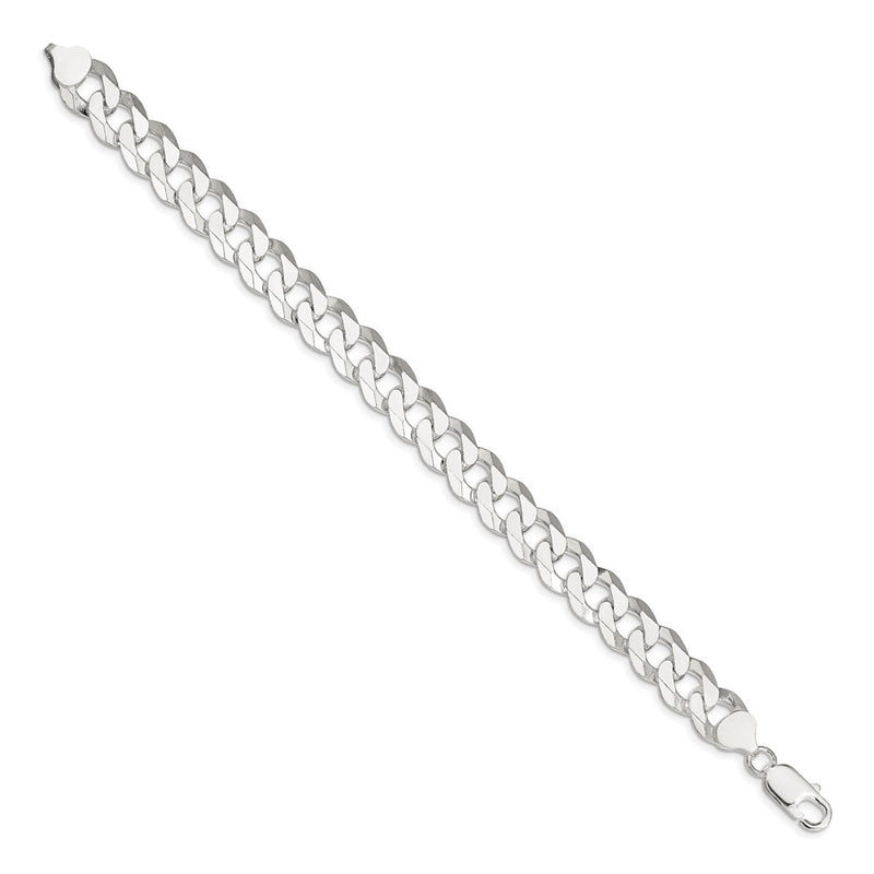 8 Inch Sterling Silver 10.6mm Beveled Curb Chain Bracelet