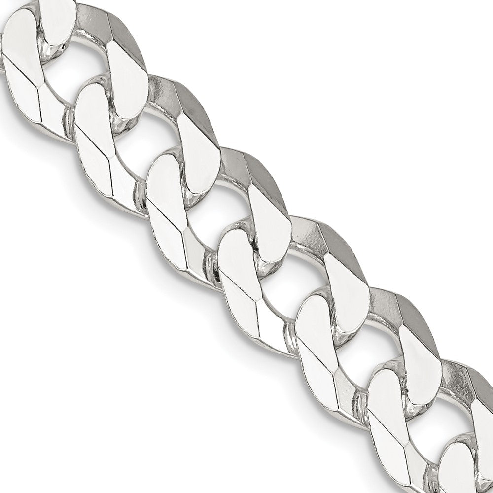26 Inch Sterling Silver 10.6mm Beveled Curb Chain Necklace