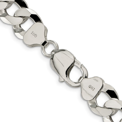 26 Inch Sterling Silver 12.3mm Beveled Curb Chain Necklace