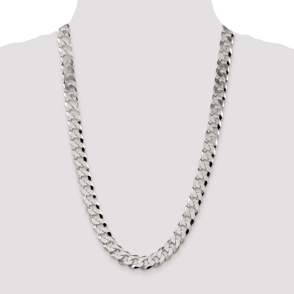 26 Inch Sterling Silver 12.3mm Beveled Curb Chain Necklace