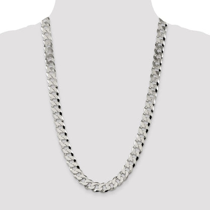 26 Inch Sterling Silver 12.3mm Beveled Curb Chain Necklace