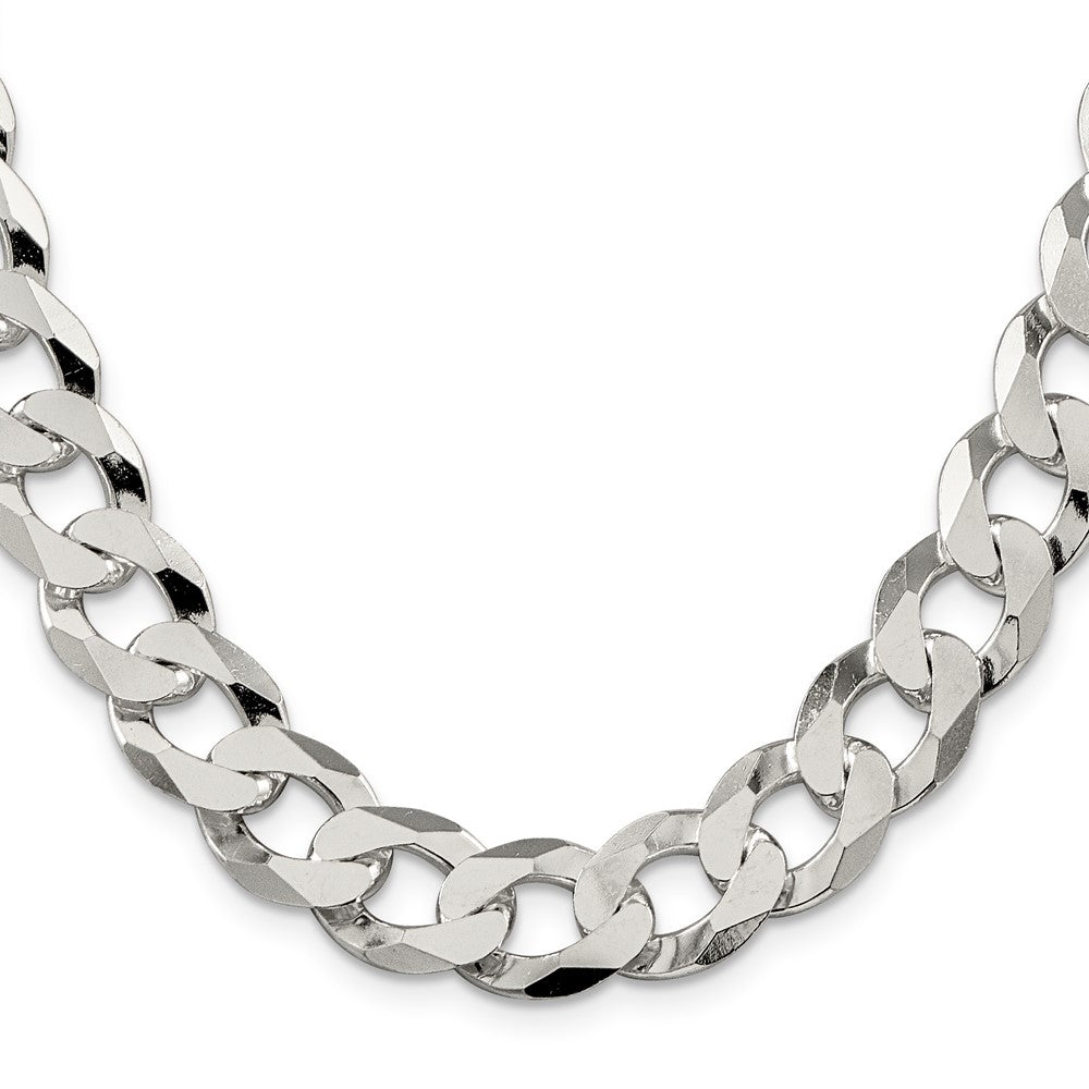 22 Inch Sterling Silver 13mm Beveled Curb Chain Necklace