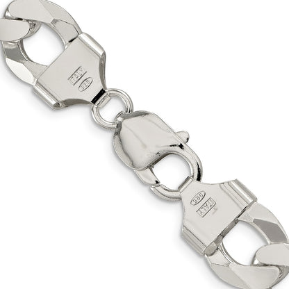 20 Inch Sterling Silver 13mm Beveled Curb Chain Necklace