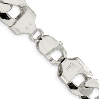 22 Inch Sterling Silver 14mm Beveled Curb Chain Necklace
