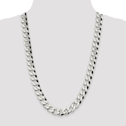 26 Inch Sterling Silver 14mm Beveled Curb Chain Necklace