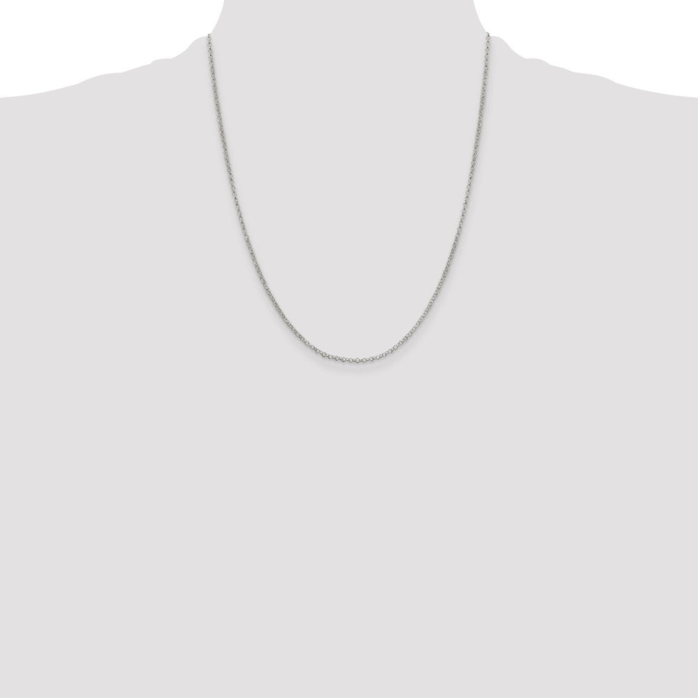 22 Inch Sterling Silver 2mm Rolo Chain W/4In Ext.