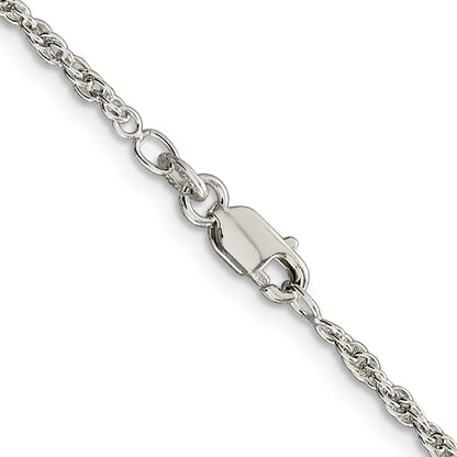 16 Inch Sterling Silver 2mm Loose Rope Chain Necklace
