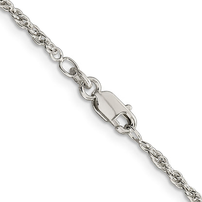 18 Inch Sterling Silver 2mm Loose Rope Chain Necklace