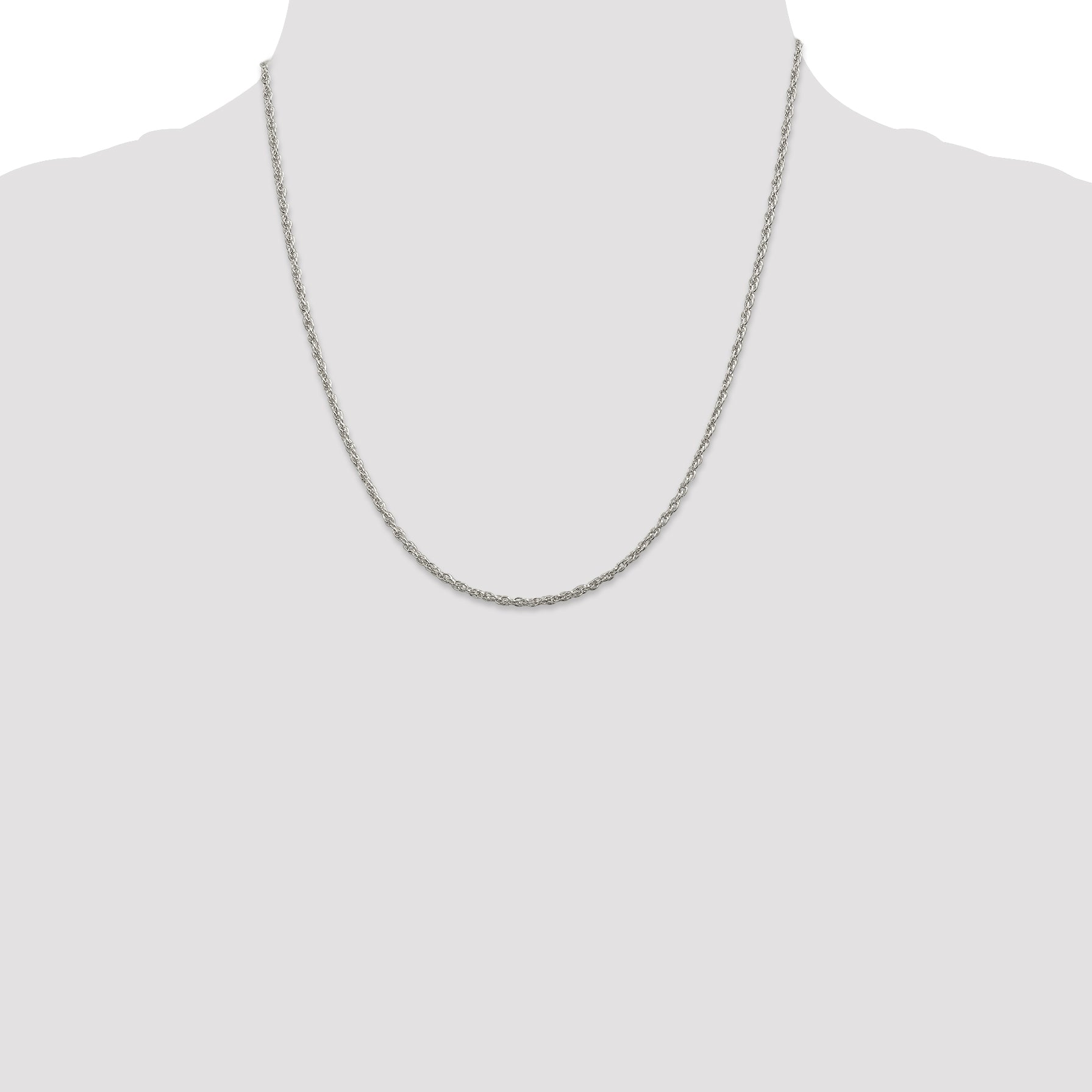 20 Inch Sterling Silver 2mm Loose Rope Chain Necklace