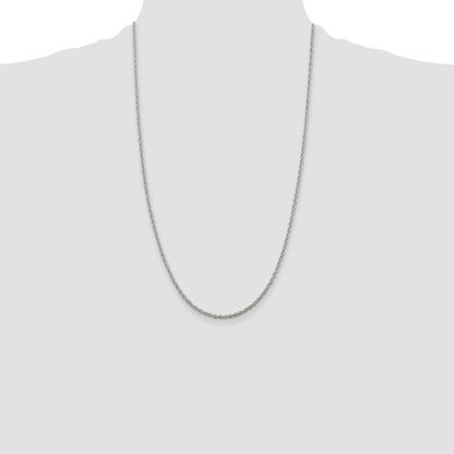 26 Inch Sterling Silver 2mm Loose Rope Chain Necklace