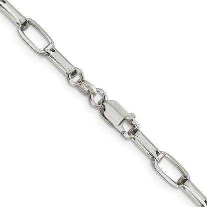 20 Inch Sterling Silver 5mm Elongated Open Link Chain Necklace