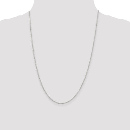 24 Inch Sterling Silver Rhodium-Plated 1.5mm Rolo Chain Necklace