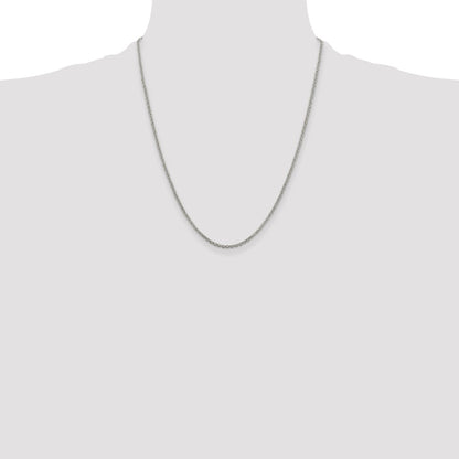22 Inch Sterling Silver 2mm Rolo Chain W/4In Ext.