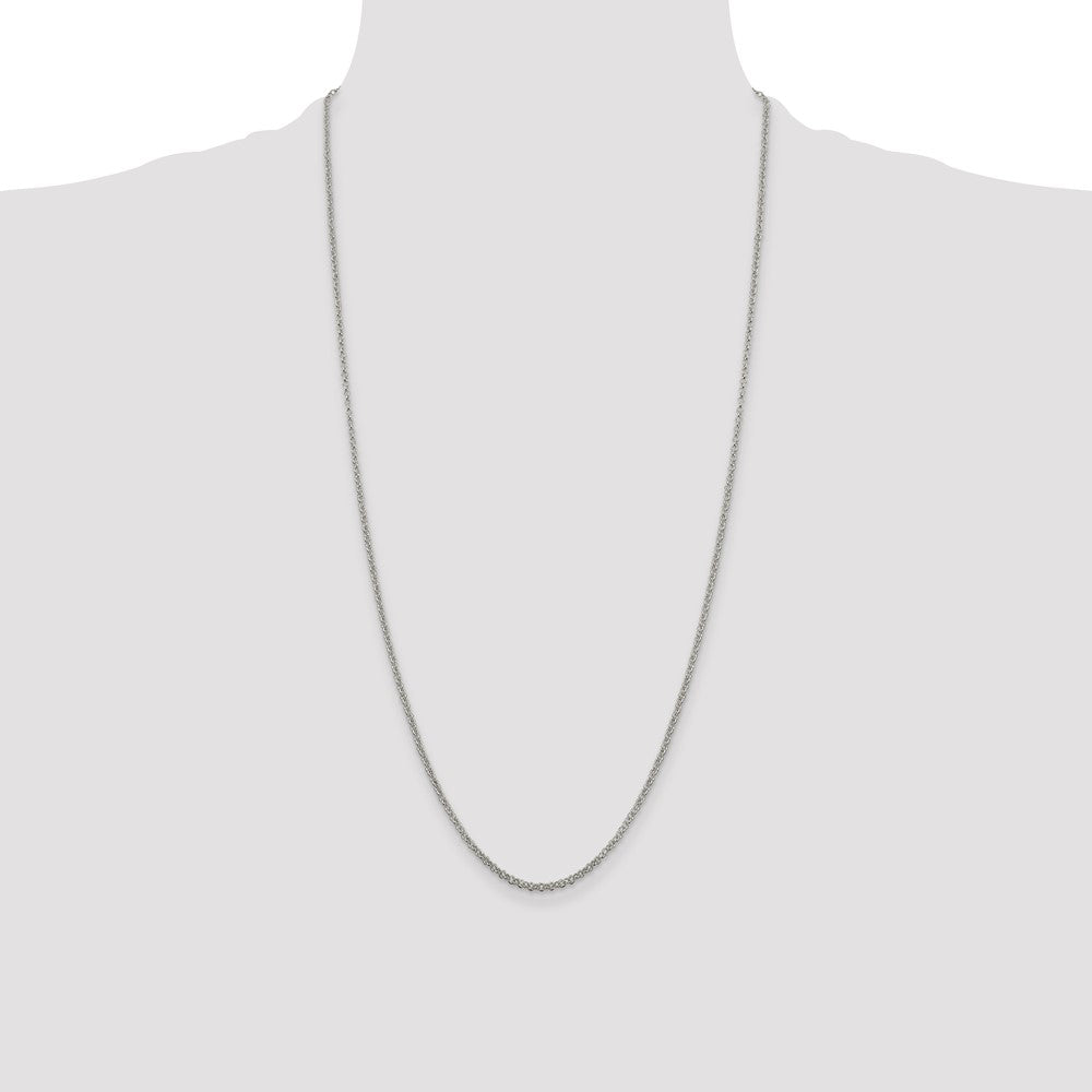 28 Inch Sterling Silver 2mm Rolo Chain Necklace