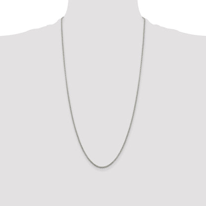28 Inch Sterling Silver 2mm Rolo Chain Necklace