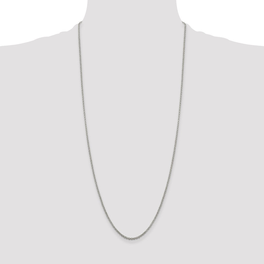30 Inch Sterling Silver 2mm Rolo Chain Necklace