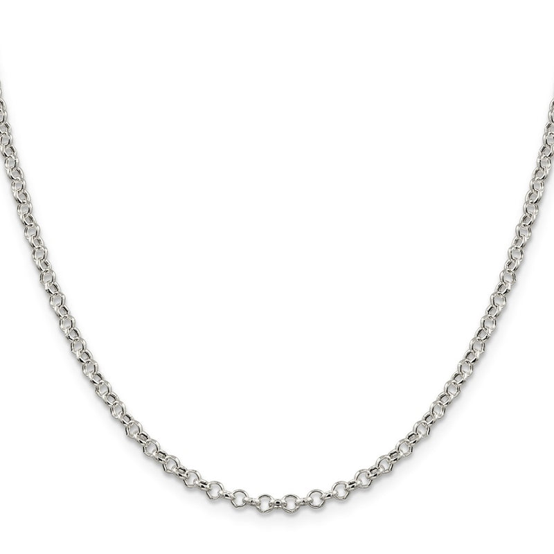 18 Inch Sterling Silver 3mm Semi-Solid Rolo Chain Necklace