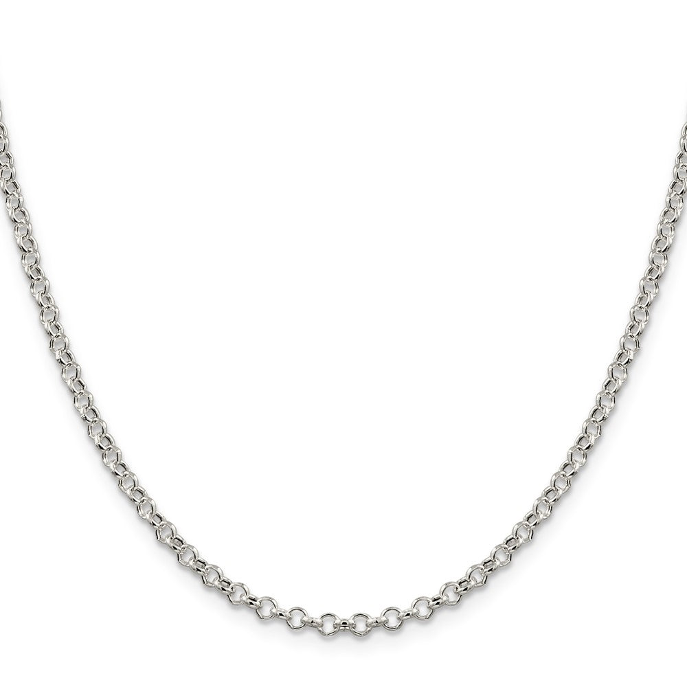 24 Inch Sterling Silver 3mm Semi-Solid Rolo Chain Necklace